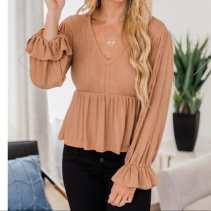 Beige flowey long sleeve NWOT